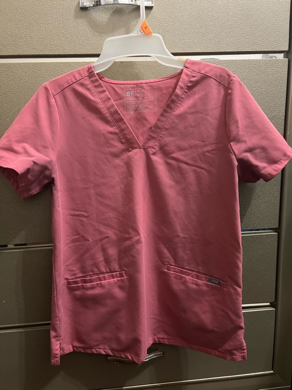 FIGS Coral Pink V-Neck Scrub Top and Drawstring Pants